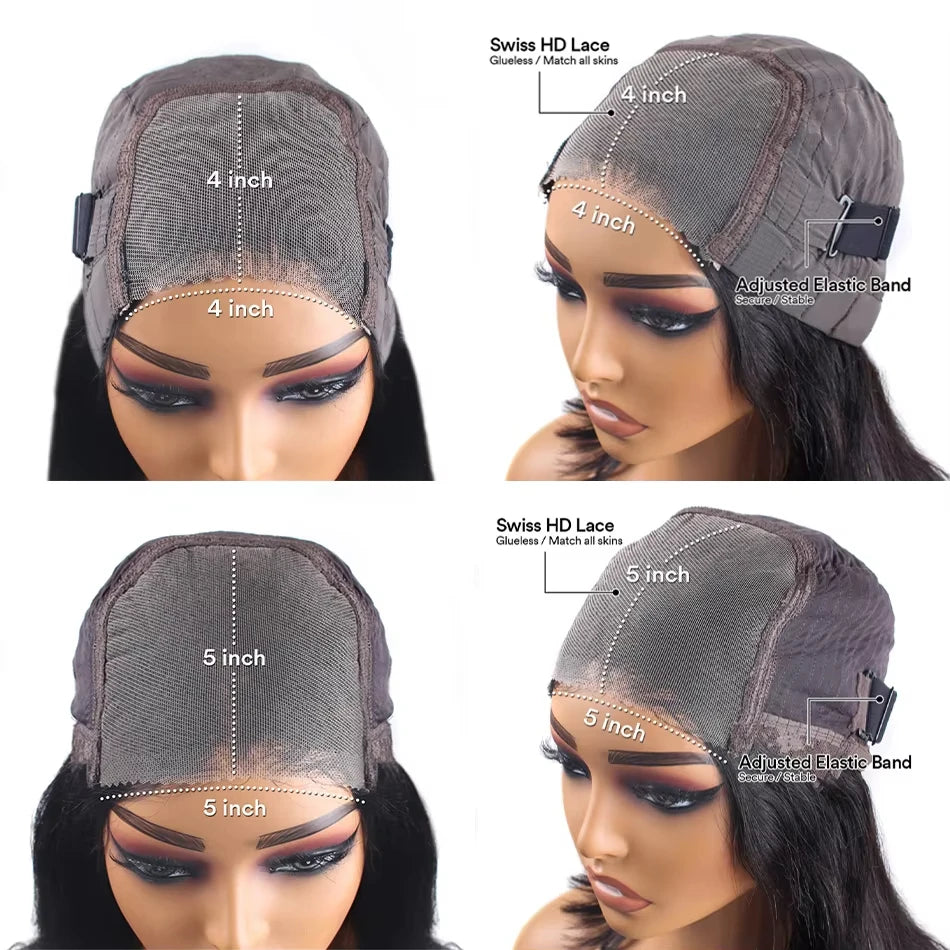 200 Density 5x5 Glueless Wig Human Hair Wig Ready To Wear HD Lace Wig Deep Wave Human Hair Wigs Glueless Wig for Women 4x4