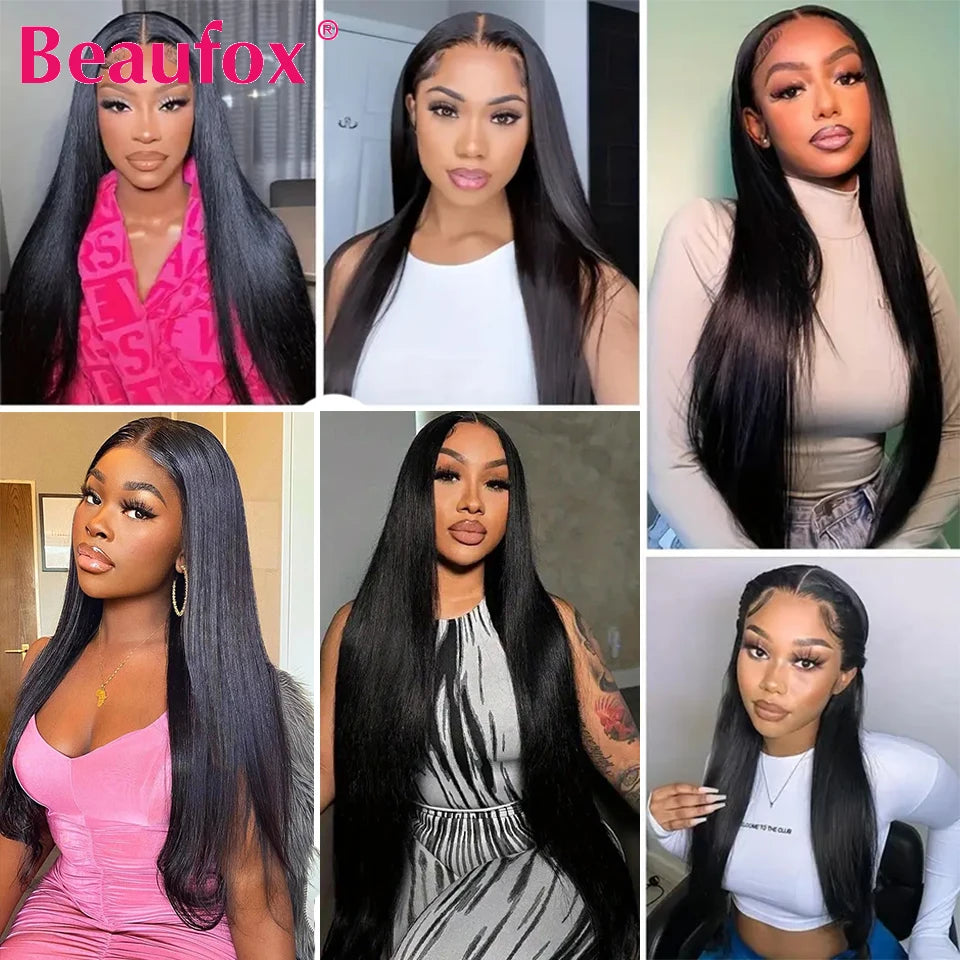 Beaufox Straight Human Hair Bundles Brazilian Unprocessed Bundles Human Hair Weave Bundles Straight Hair 1/3/4 Bundles Deal 30"
