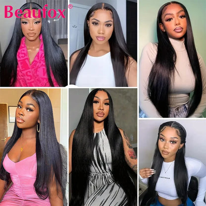 Beaufox Straight Human Hair Bundles Brazilian Unprocessed Bundles Human Hair Weave Bundles Straight Hair 1/3/4 Bundles Deal 30"