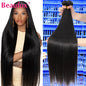 Beaufox Straight Human Hair Bundles Brazilian Unprocessed Bundles Human Hair Weave Bundles Straight Hair 1/3/4 Bundles Deal 30"