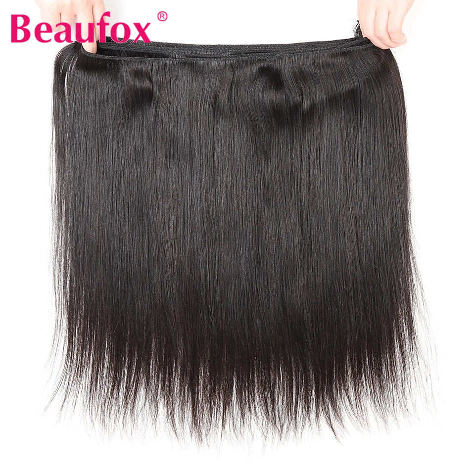 Beaufox Straight Human Hair Bundles Brazilian Unprocessed Bundles Human Hair Weave Bundles Straight Hair 1/3/4 Bundles Deal 30"