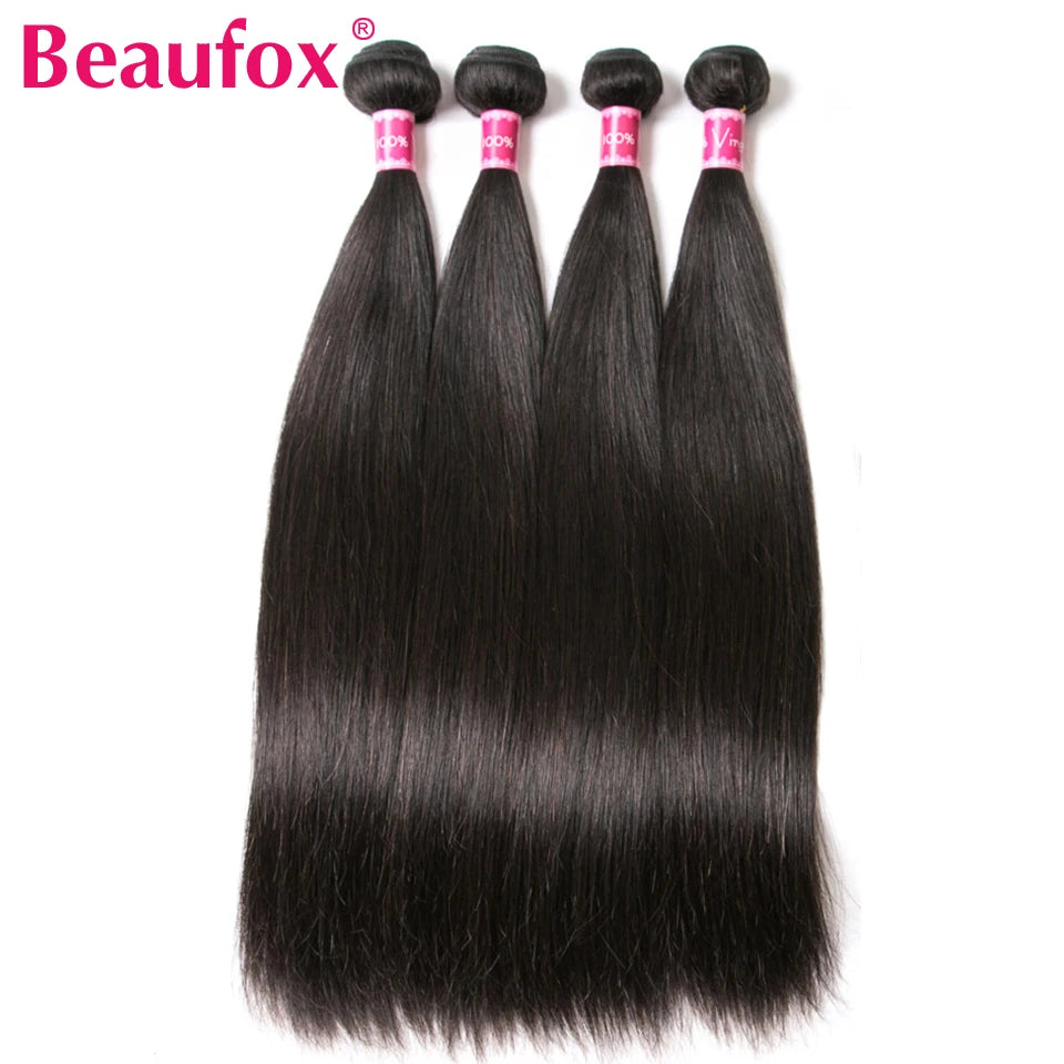 Beaufox Straight Human Hair Bundles Brazilian Unprocessed Bundles Human Hair Weave Bundles Straight Hair 1/3/4 Bundles Deal 30"