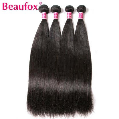 Beaufox Straight Human Hair Bundles Brazilian Unprocessed Bundles Human Hair Weave Bundles Straight Hair 1/3/4 Bundles Deal 30"