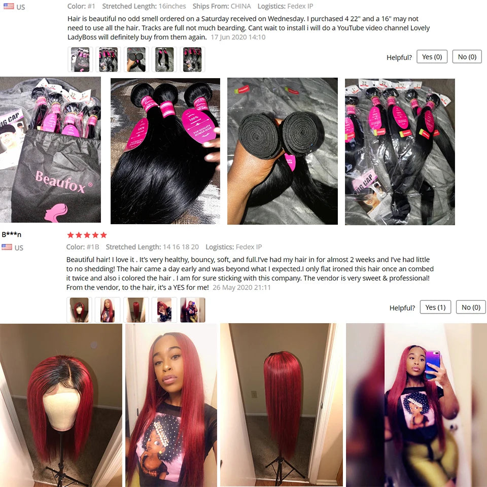 Beaufox Straight Human Hair Bundles Brazilian Unprocessed Bundles Human Hair Weave Bundles Straight Hair 1/3/4 Bundles Deal 30"