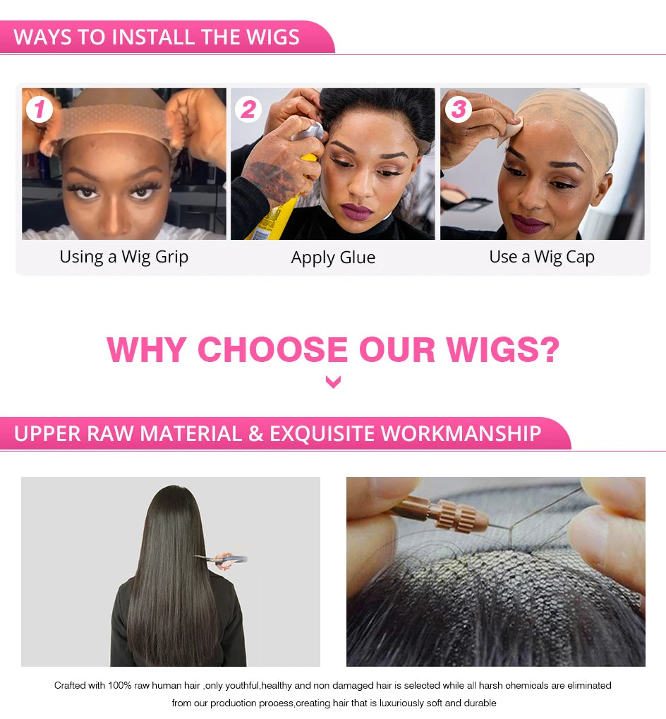 250% 30 40Inches Bone Straight Lace Frontal Wigs Brazilian 13x4 13x6 Lace Front Human Hair Wigs For Women 360 Full Pre Plucked