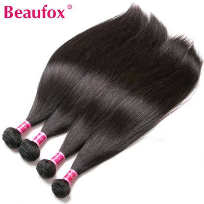 Beaufox Straight Human Hair Bundles Brazilian Unprocessed Bundles Human Hair Weave Bundles Straight Hair 1/3/4 Bundles Deal 30"