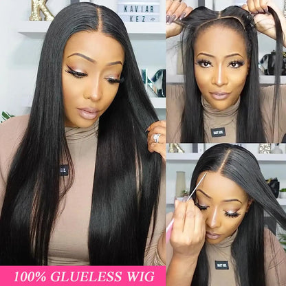 Straight Glueless Wigs 100% Human Hair Ready to Wear HD 5x5 6x4 Lace Closure Wigs For Women 180% Easy Go Pre Plucked MYLOCKME