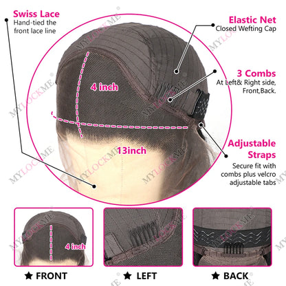 Kinky Curly 13x4 Lace Frontal Wig Brazilian Hair Transparent Water Wave Lace Frontal Human Hair Wigs For Women 4x4 Lace Wig