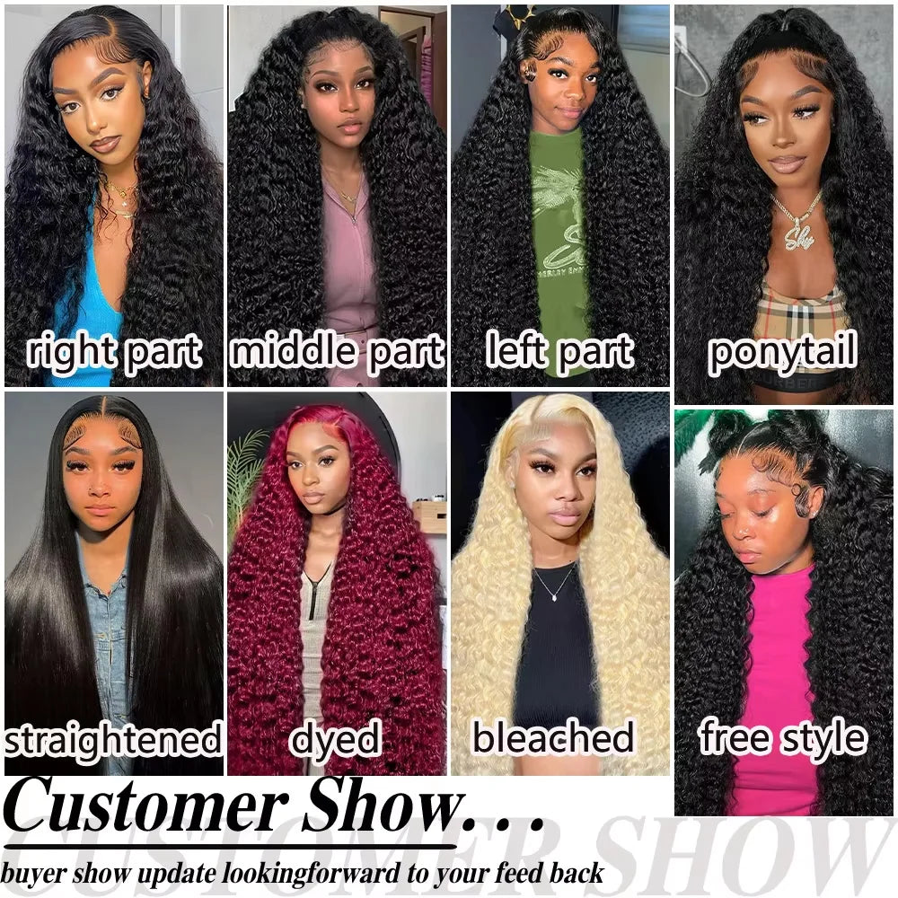 46 Inch Hd 13x6 Water Deep Wave Lace Frontal Wigs Human Hair 13x6 Lace Front Wig Curly Wigs For Women Pre Plucked With Baby Hair