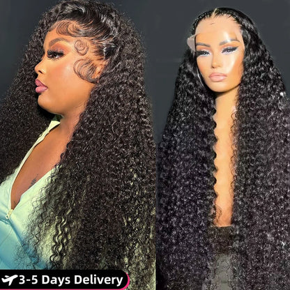 Kinky Curly 13x4 Lace Frontal Wig Brazilian Hair Transparent Water Wave Lace Frontal Human Hair Wigs For Women 4x4 Lace Wig