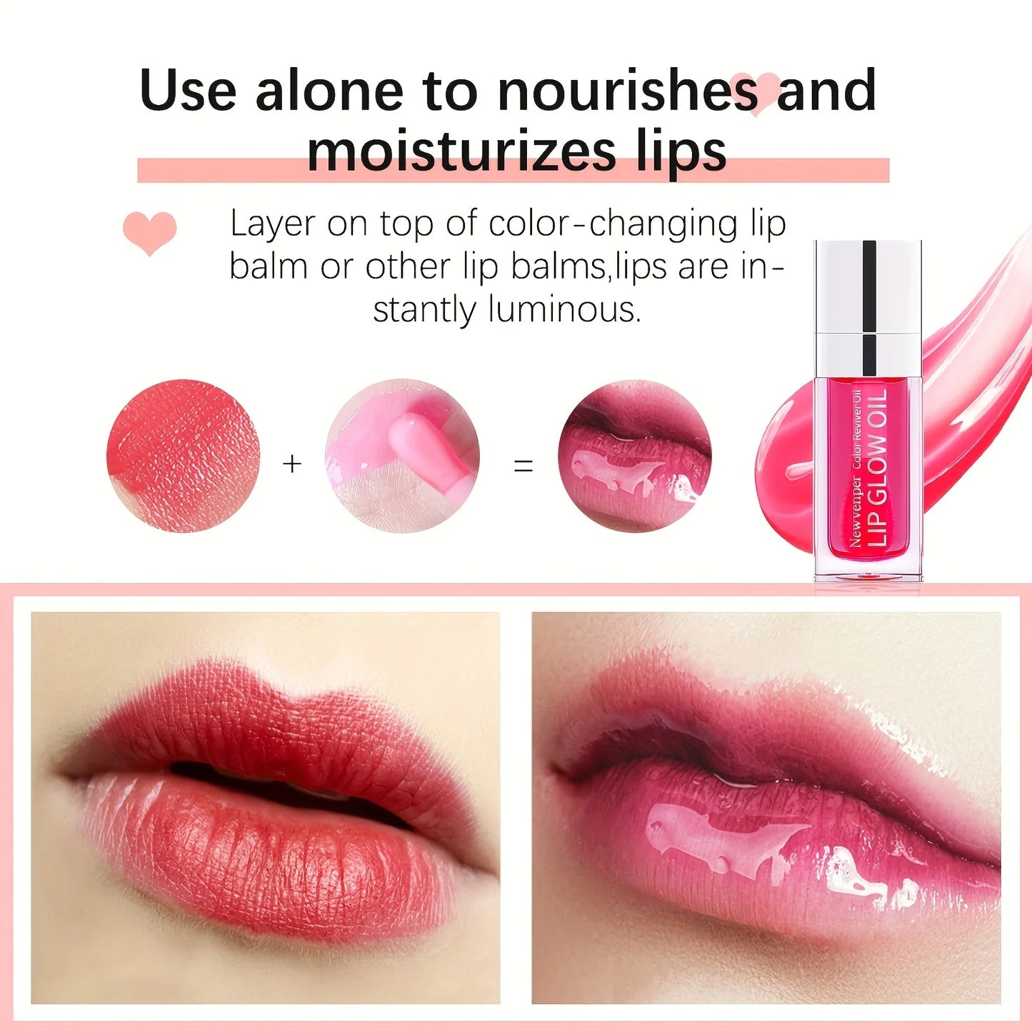 Hydrating Lip Glow Oil Long Lasting Plumping Lip Gloss Transparent Toot Lip Balm Moisturizing Lip Oil  for Lip Care and Dry Lips