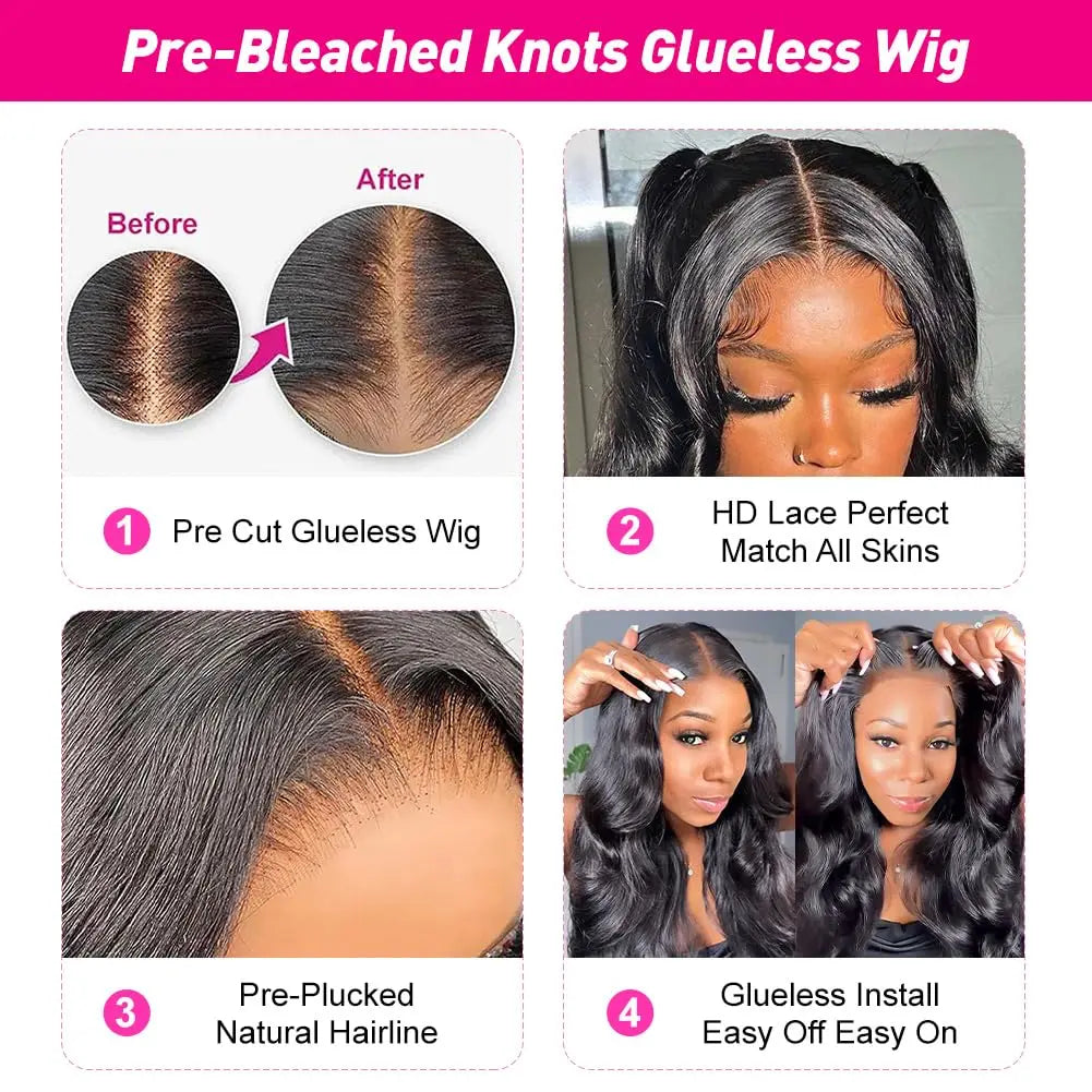Wear Go Glueless Wig Body Wave Human Hair Wigs 30 32 Inch 7x5 6x4 5×5 HD Lace Closure Wig Pre Plucked Pre Cut Human Hair Wigs