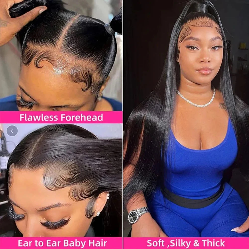 250% 30 40Inches Bone Straight Lace Frontal Wigs Brazilian 13x4 13x6 Lace Front Human Hair Wigs For Women 360 Full Pre Plucked