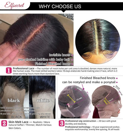 13x4 Chocolate Brown Lace Front Wigs Human Hair 13x6 Transparent Straight Lace Frontal Wigs Pre Plucked Hairline For Women