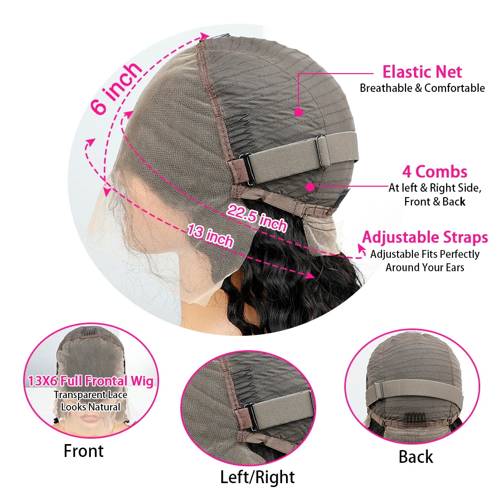 46 Inch Hd 13x6 Water Deep Wave Lace Frontal Wigs Human Hair 13x6 Lace Front Wig Curly Wigs For Women Pre Plucked With Baby Hair