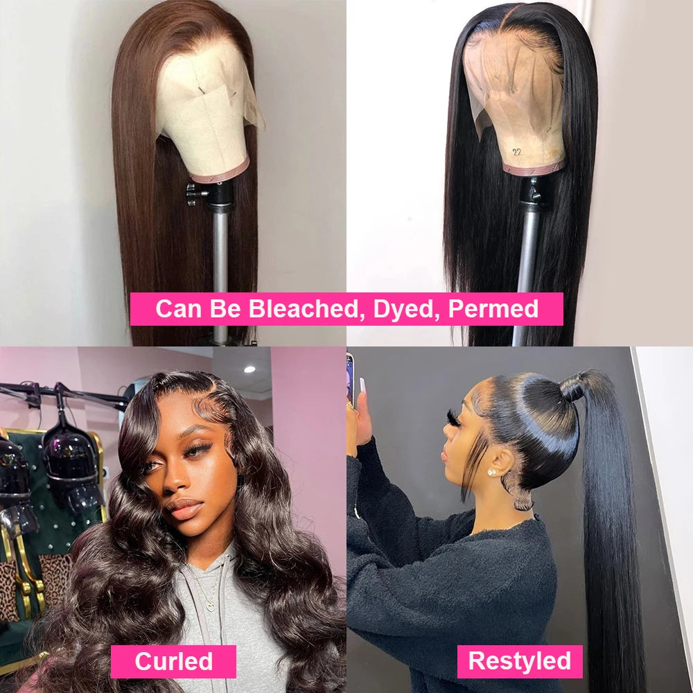 250% 30 40Inches Bone Straight Lace Frontal Wigs Brazilian 13x4 13x6 Lace Front Human Hair Wigs For Women 360 Full Pre Plucked