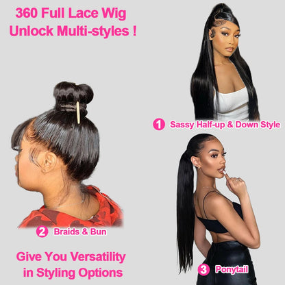 250% 30 40Inches Bone Straight Lace Frontal Wigs Brazilian 13x4 13x6 Lace Front Human Hair Wigs For Women 360 Full Pre Plucked