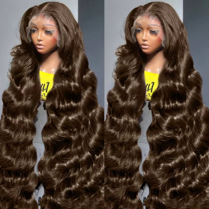 220% Chocolate Brown Body Wave Human Hair Wigs 13x6 Hd Lace Front Human Hair 13x4 Lace Frontal 30 40 46 Inch Wig Pre Plucked