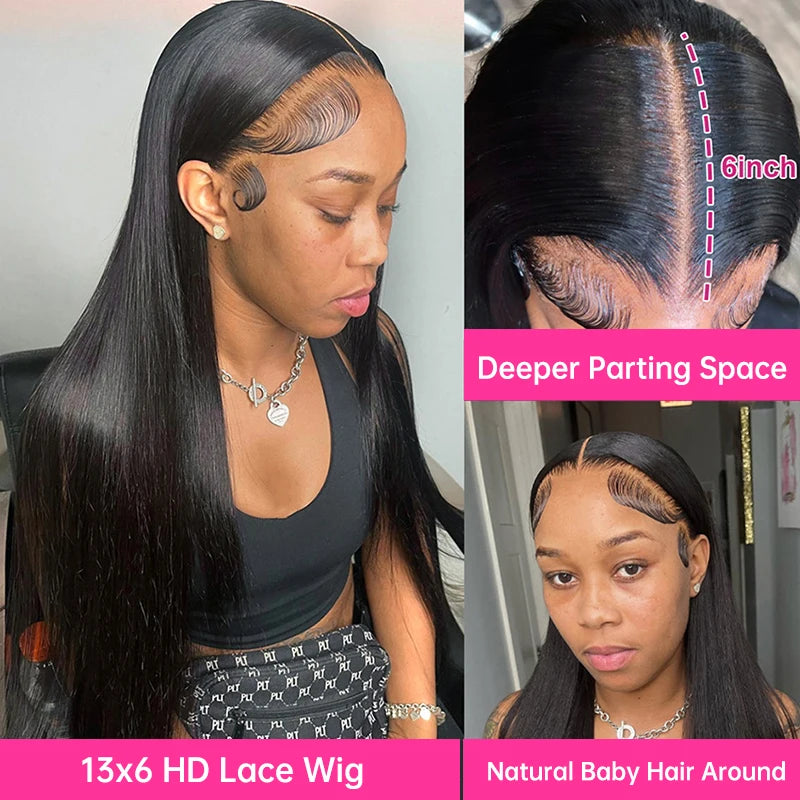 250% 30 40Inches Bone Straight Lace Frontal Wigs Brazilian 13x4 13x6 Lace Front Human Hair Wigs For Women 360 Full Pre Plucked