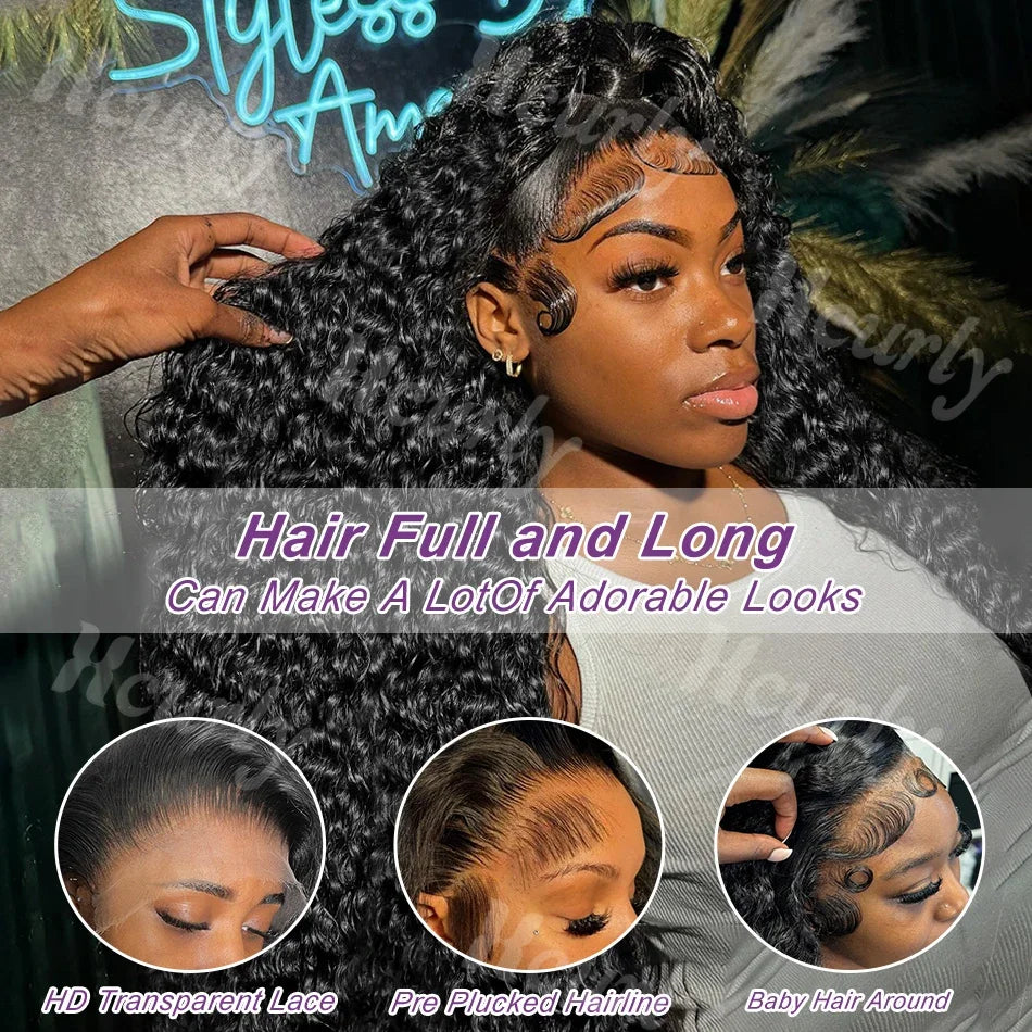 26 Inch 13x6 Hd Lace Wig Curly Lace Front Human Hair Wigs For Black Women Pre Plucked Brazilian Hair 13x4 Deep Wave Frontal Wig