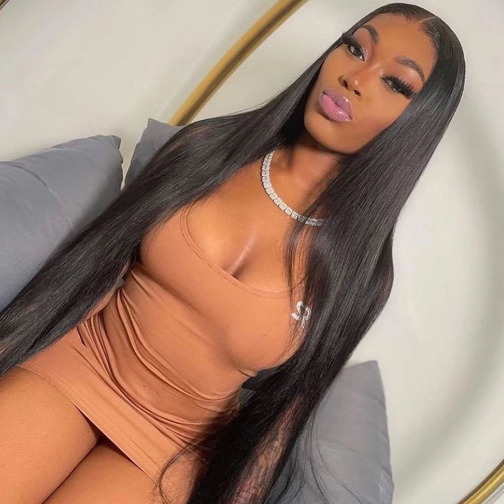 250% 30 40Inches Bone Straight Lace Frontal Wigs Brazilian 13x4 13x6 Lace Front Human Hair Wigs For Women 360 Full Pre Plucked