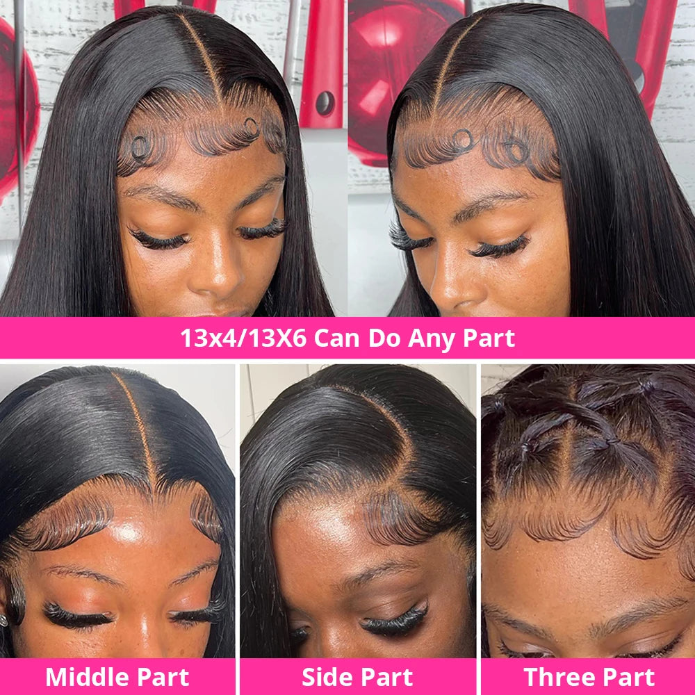 250% 30 40Inches Bone Straight Lace Frontal Wigs Brazilian 13x4 13x6 Lace Front Human Hair Wigs For Women 360 Full Pre Plucked