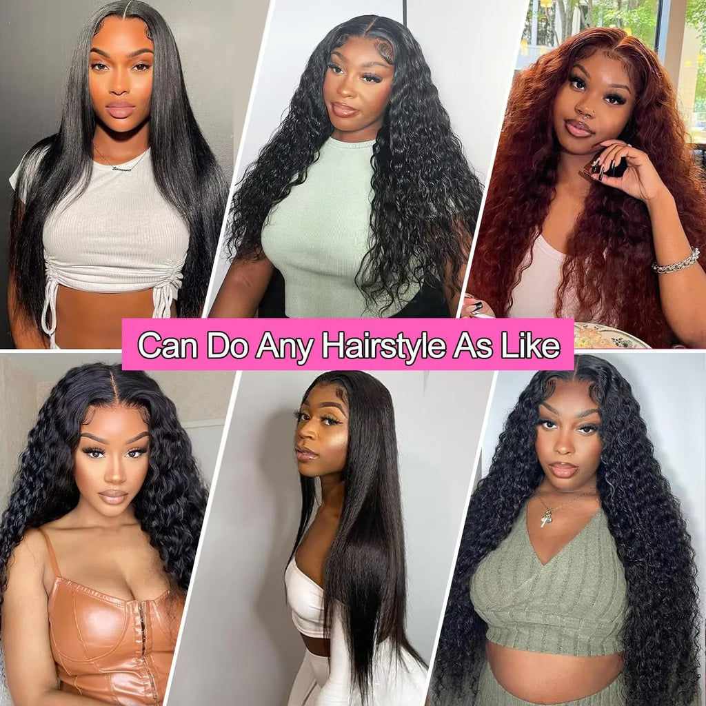13x4 13x6 HD Transparent Lace Front Wig 200 Density Deep Wave Lace Frontal Human Hair Wigs For Women 34 36 Inch Brazilian