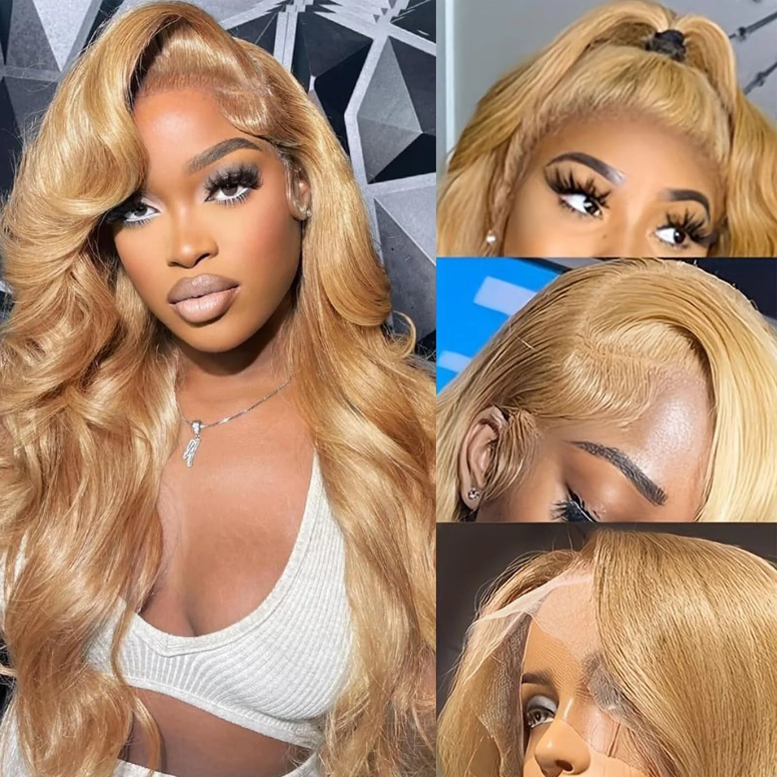 Body Wave Honey Blonde Wig Human Hair 13x6 HD Lace Frontal Wig Human Hair Clearance Sale Wavy 27# Colored Remy Wigs for Women