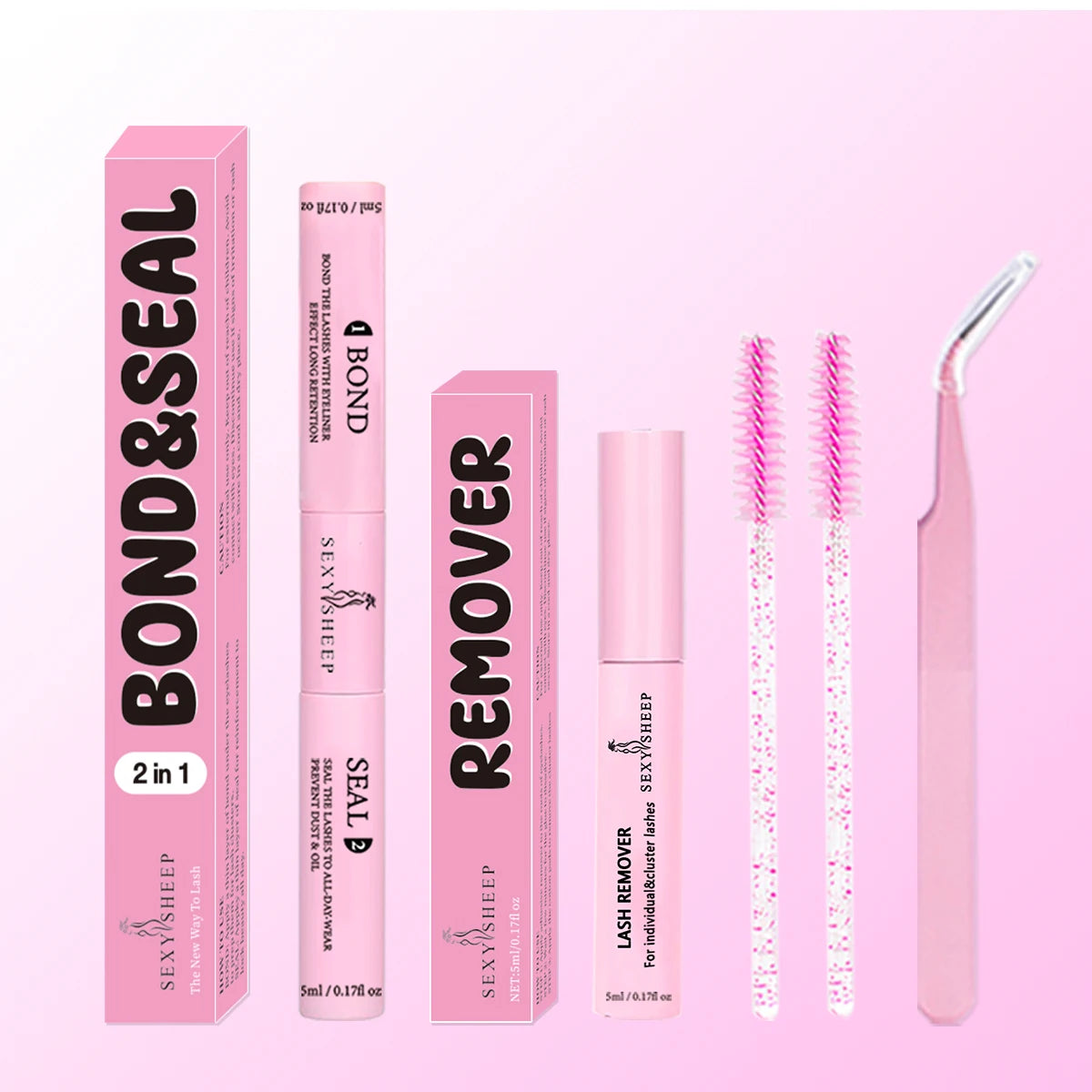 Lash Cluster Glue, Lash Bond and Seal 10ml Bond & Seal Eyelash Glue 2 in 1 for Clusters, Eyelash Adhesive Black Long-Lasting