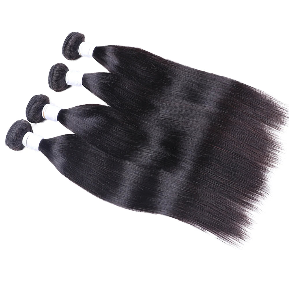 Bone Straight 28 36 40 Inch Human Hair Bundle Brazilian Hair Weave Extensions 3/4 PCS Raw Hair Extension  For Women