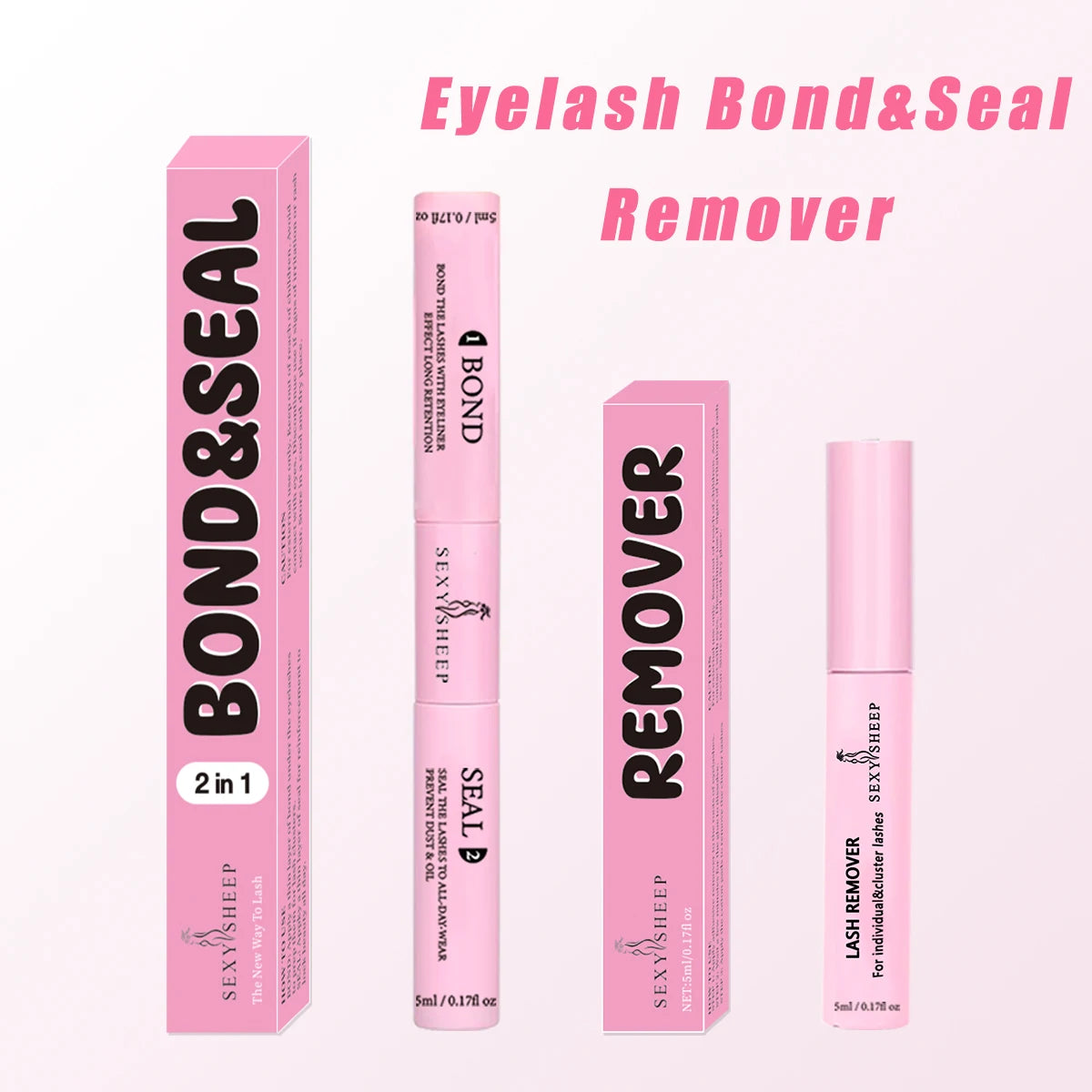Lash Cluster Glue, Lash Bond and Seal 10ml Bond & Seal Eyelash Glue 2 in 1 for Clusters, Eyelash Adhesive Black Long-Lasting