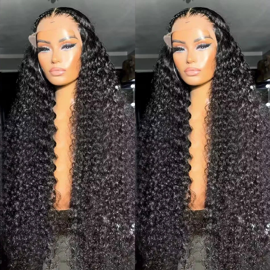 Kinky Curly 13x4 Lace Frontal Wig Brazilian Hair Transparent Water Wave Lace Frontal Human Hair Wigs For Women 4x4 Lace Wig