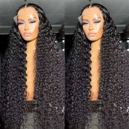 Kinky Curly 13x4 Lace Frontal Wig Brazilian Hair Transparent Water Wave Lace Frontal Human Hair Wigs For Women 4x4 Lace Wig