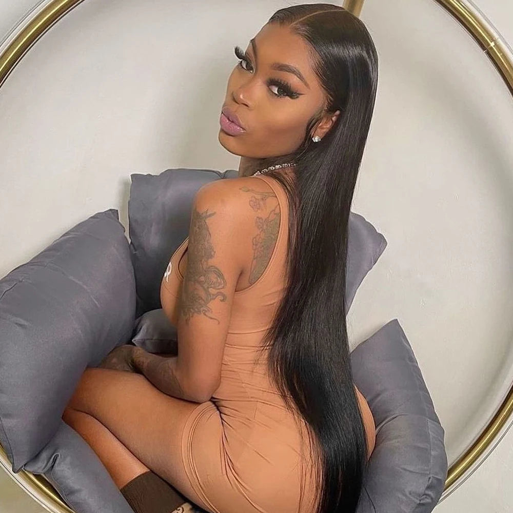 250% 30 40Inches Bone Straight Lace Frontal Wigs Brazilian 13x4 13x6 Lace Front Human Hair Wigs For Women 360 Full Pre Plucked