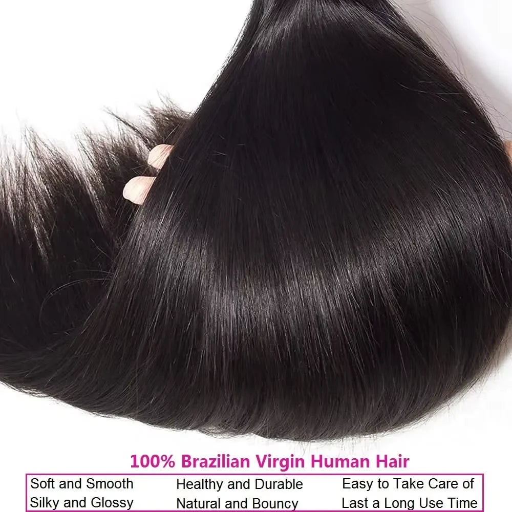 Bone Straight 28 36 40 Inch Human Hair Bundle Brazilian Hair Weave Extensions 3/4 PCS Raw Hair Extension  For Women