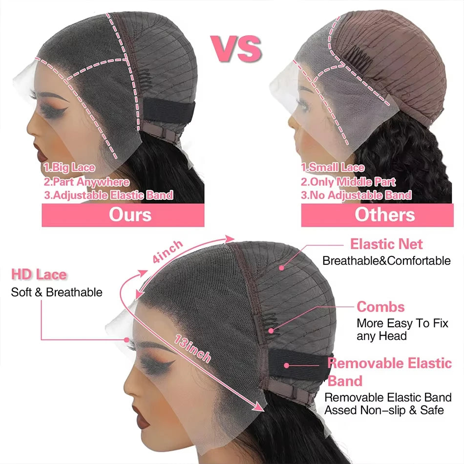 26 Inch 13x6 Hd Lace Wig Curly Lace Front Human Hair Wigs For Black Women Pre Plucked Brazilian Hair 13x4 Deep Wave Frontal Wig