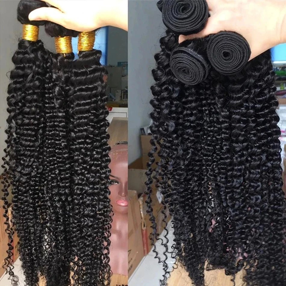 Deep Wave Human Hair Bundles Curly Hair Brazilian Weaving 28 30 40 Inch Natural Remy Loose Deep Wave Hair Bundles 1/3/4 Pcs