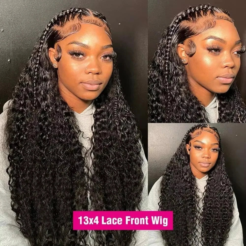 46 Inch Hd 13x6 Water Deep Wave Lace Frontal Wigs Human Hair 13x6 Lace Front Wig Curly Wigs For Women Pre Plucked With Baby Hair
