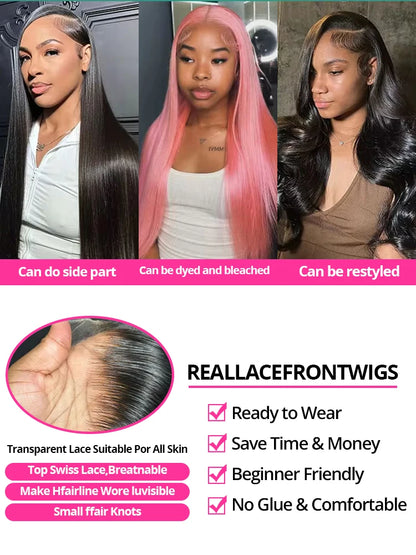 250% 30 40Inches Bone Straight Lace Frontal Wigs Brazilian 13x4 13x6 Lace Front Human Hair Wigs For Women 360 Full Pre Plucked