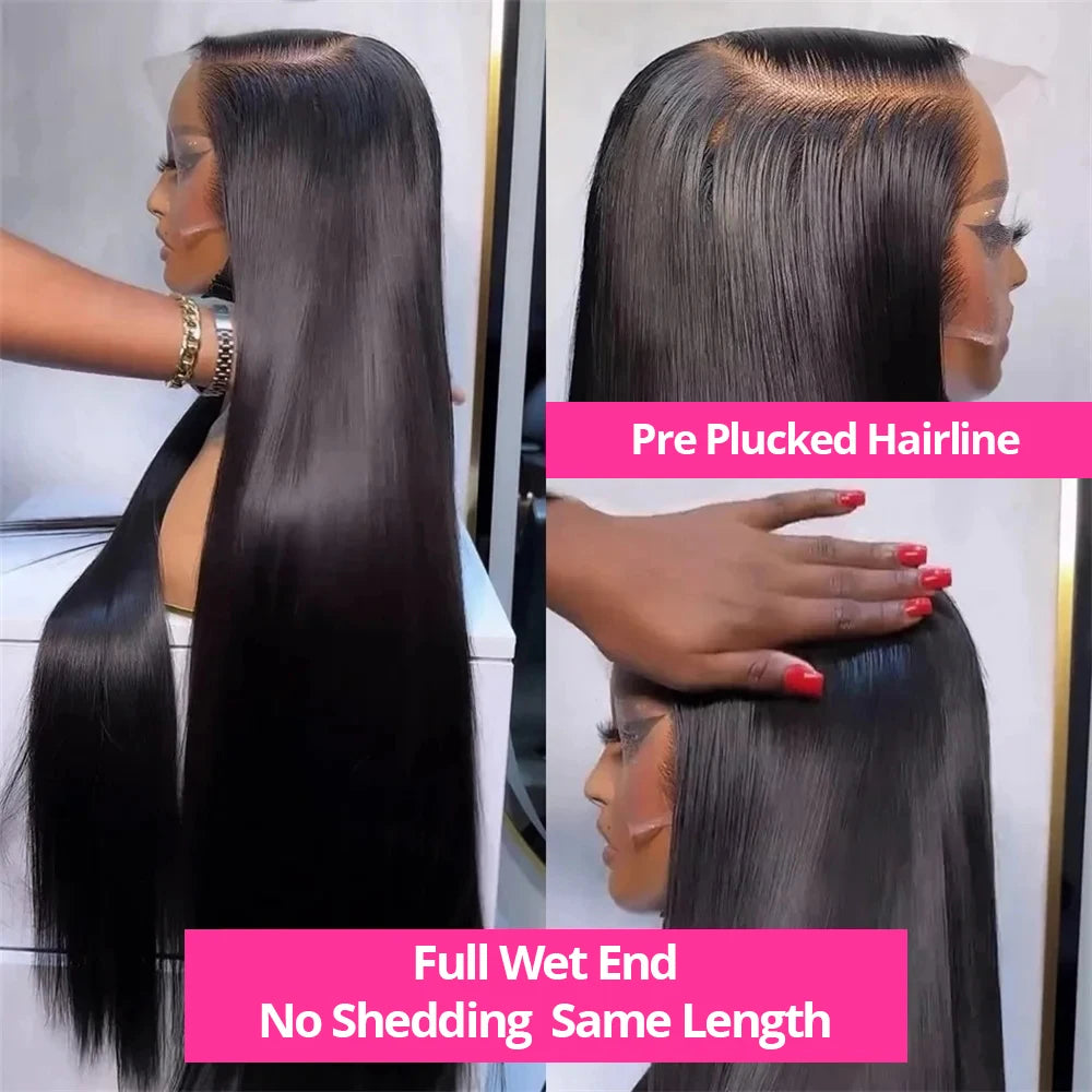 250% 30 40Inches Bone Straight Lace Frontal Wigs Brazilian 13x4 13x6 Lace Front Human Hair Wigs For Women 360 Full Pre Plucked