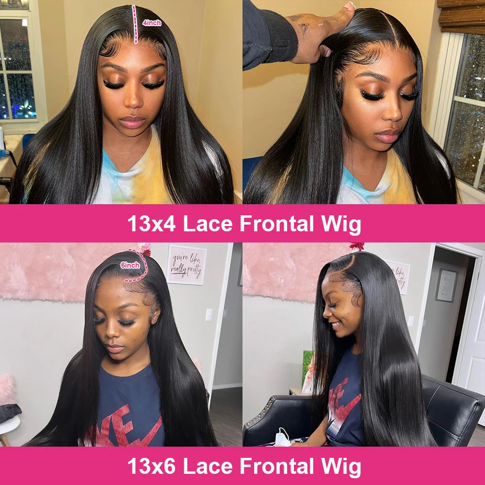 250% 30 40Inches Bone Straight Lace Frontal Wigs Brazilian 13x4 13x6 Lace Front Human Hair Wigs For Women 360 Full Pre Plucked