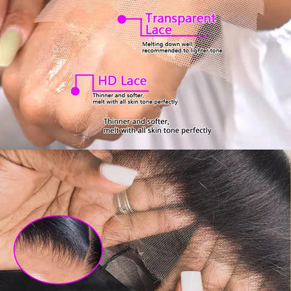 13x4 13x6 HD Transparent Lace Front Wig 200 Density Deep Wave Lace Frontal Human Hair Wigs For Women 34 36 Inch Brazilian