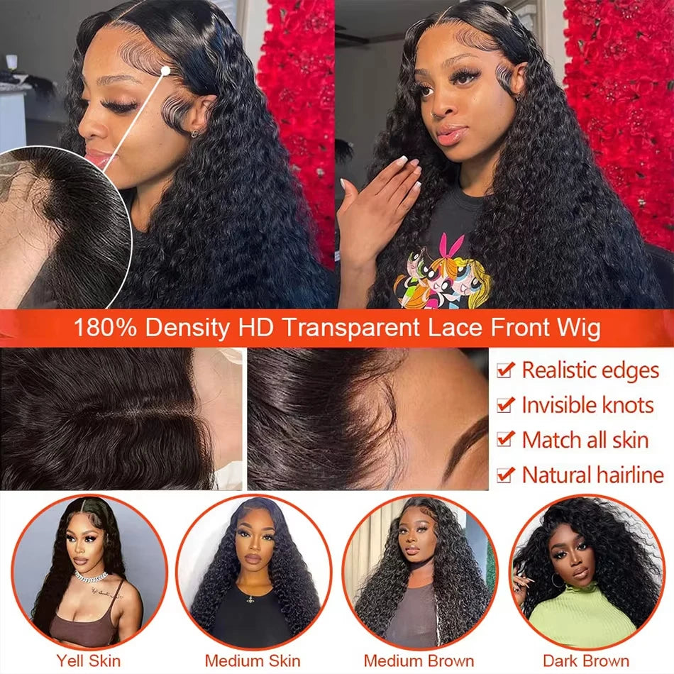 26 Inch 13x6 Hd Lace Wig Curly Lace Front Human Hair Wigs For Black Women Pre Plucked Brazilian Hair 13x4 Deep Wave Frontal Wig