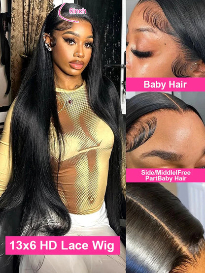250% 30 40Inches Bone Straight Lace Frontal Wigs Brazilian 13x4 13x6 Lace Front Human Hair Wigs For Women 360 Full Pre Plucked