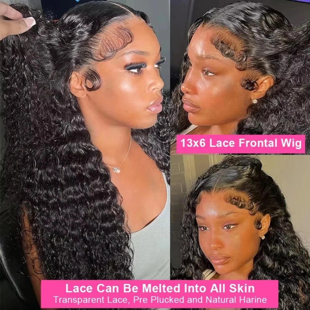 46 Inch Hd 13x6 Water Deep Wave Lace Frontal Wigs Human Hair 13x6 Lace Front Wig Curly Wigs For Women Pre Plucked With Baby Hair